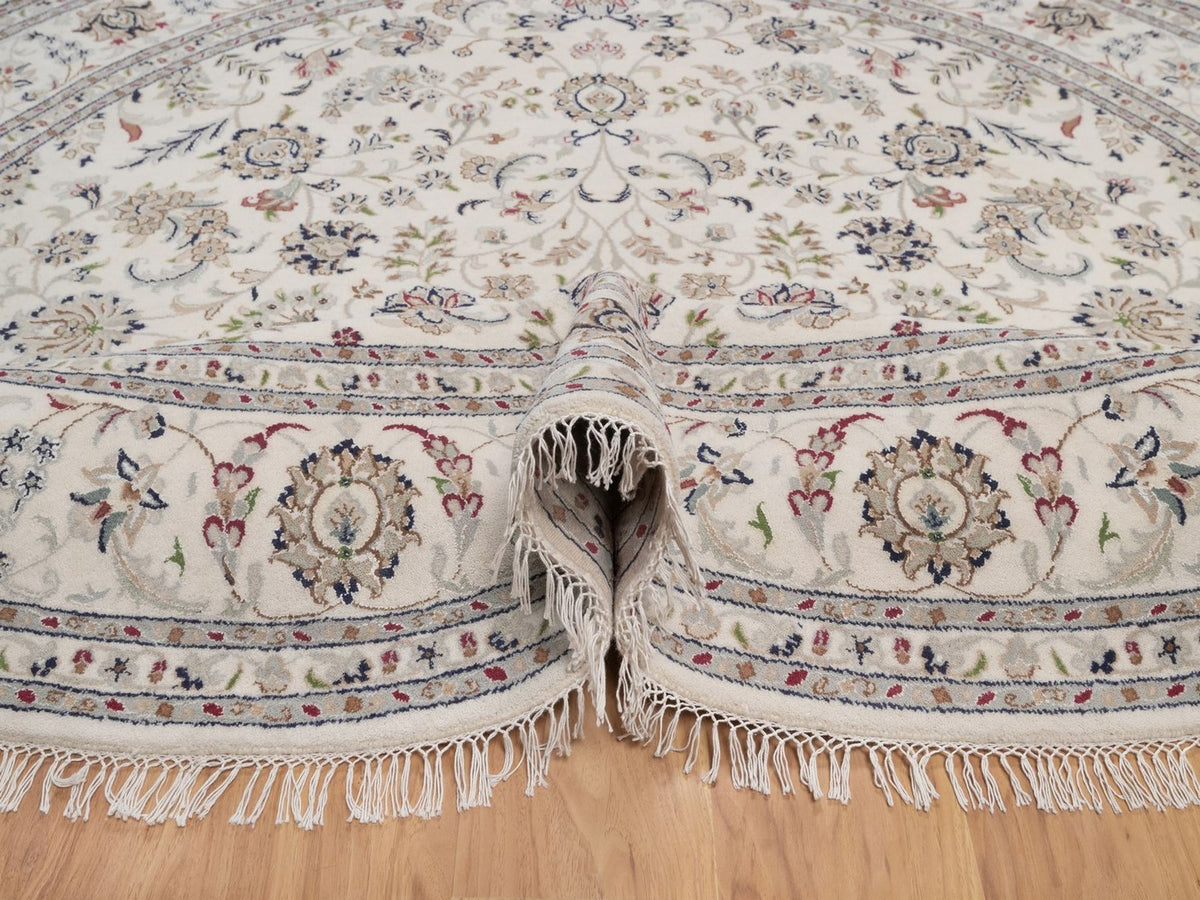 Nain hand-knotted wool/silk rug in Ivory, 8'2" x 8'2", SKU O092763 (view 5)