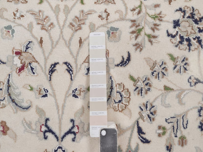 Nain hand-knotted wool/silk rug in Ivory, 8'2" x 8'2", SKU O092763 (view 7)