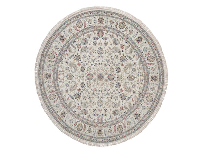 Nain hand-knotted wool/silk rug in Ivory, 7'10" x 7'10", SKU O092764