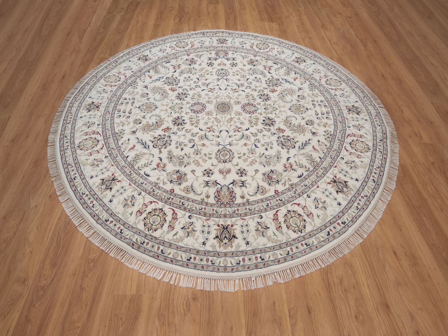 Nain hand-knotted wool/silk rug in Ivory, 7'10" x 7'10", SKU O092764 (view 2)