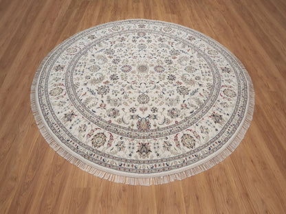 Nain hand-knotted wool/silk rug in Ivory, 7'10" x 7'10", SKU O092764 (view 2)