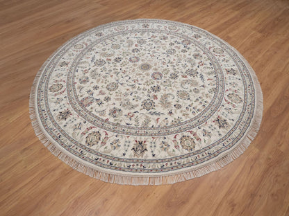 Nain hand-knotted wool/silk rug in Ivory, 7'10" x 7'10", SKU O092764 (view 3)