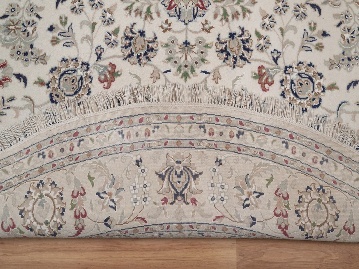 Nain hand-knotted wool/silk rug in Ivory, 7'10" x 7'10", SKU O092764 (view 4)