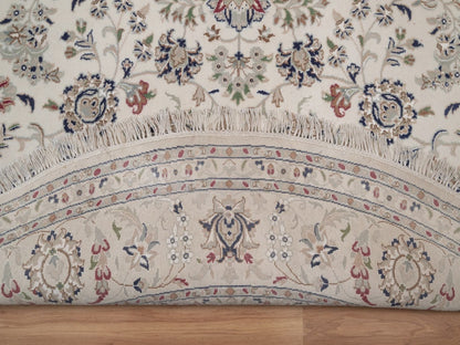 Nain hand-knotted wool/silk rug in Ivory, 7'10" x 7'10", SKU O092764 (view 4)