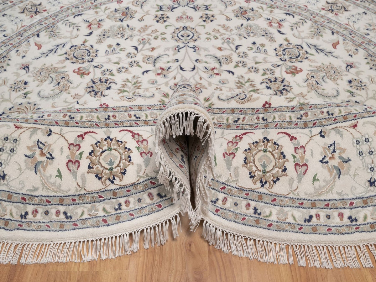 Nain hand-knotted wool/silk rug in Ivory, 7'10" x 7'10", SKU O092764 (view 5)