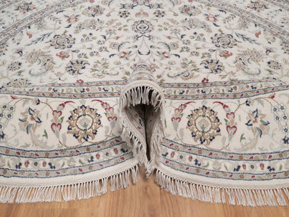 Nain hand-knotted wool/silk rug in Ivory, 7'10" x 7'10", SKU O092764 (view 5)