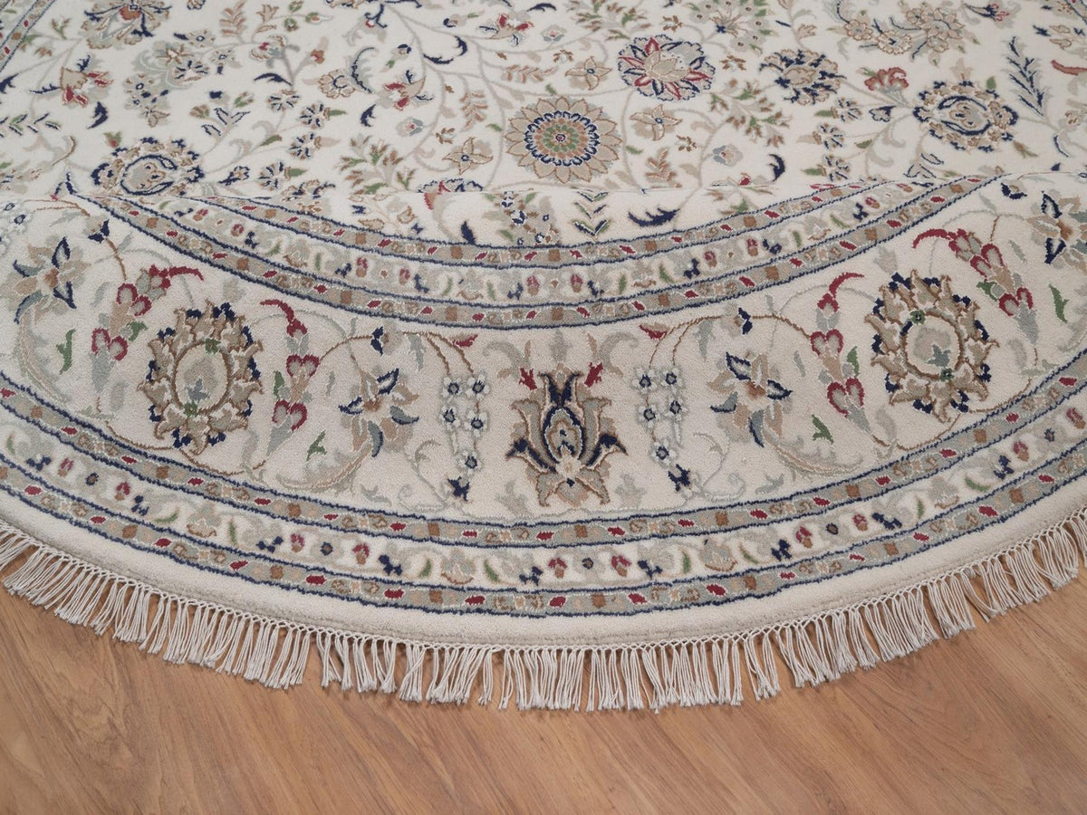 Nain hand-knotted wool/silk rug in Ivory, 7'10" x 7'10", SKU O092764 (view 6)