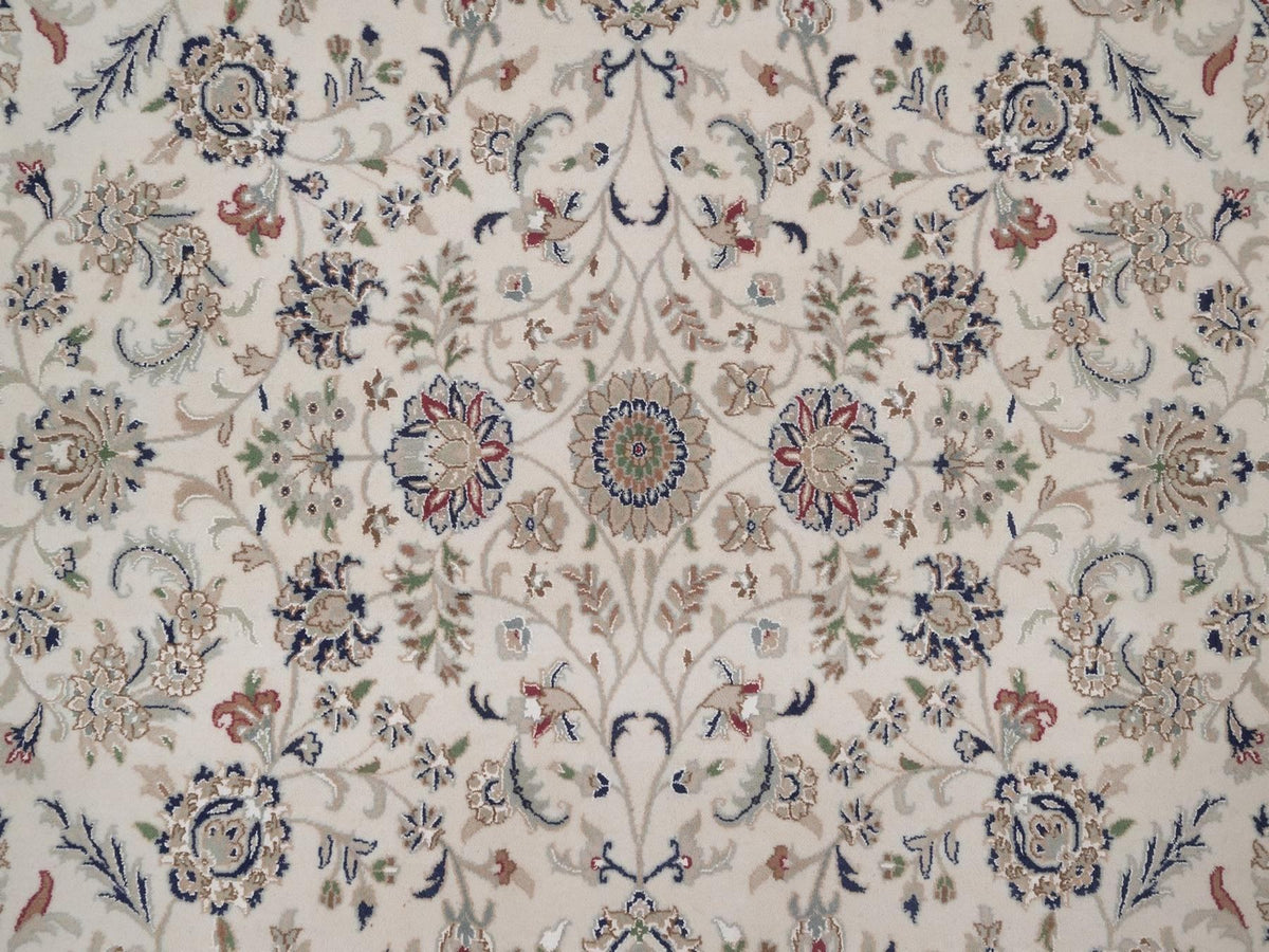 Nain hand-knotted wool/silk rug in Ivory, 7'10" x 7'10", SKU O092764 (view 8)