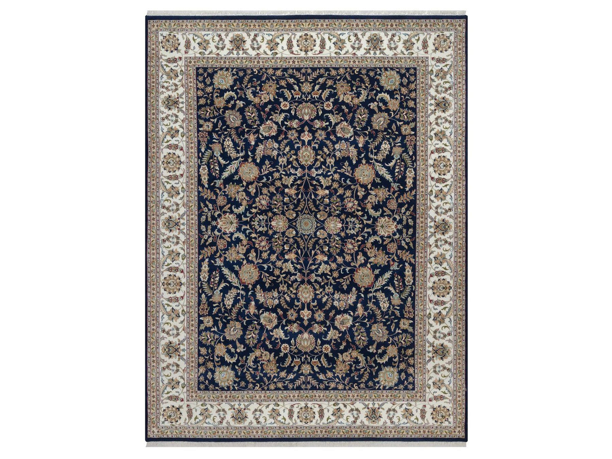 Nain hand-knotted wool/silk rug in Blue, 9'1" x 12'1", SKU O092765