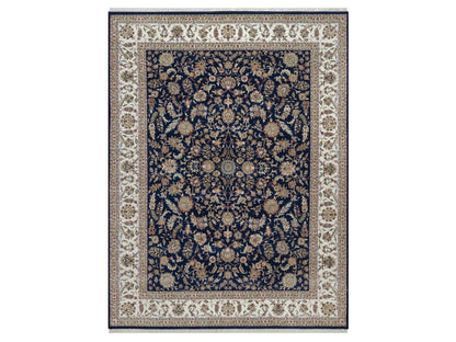 Nain hand-knotted wool/silk rug in Blue, 9'1" x 12'1", SKU O092765