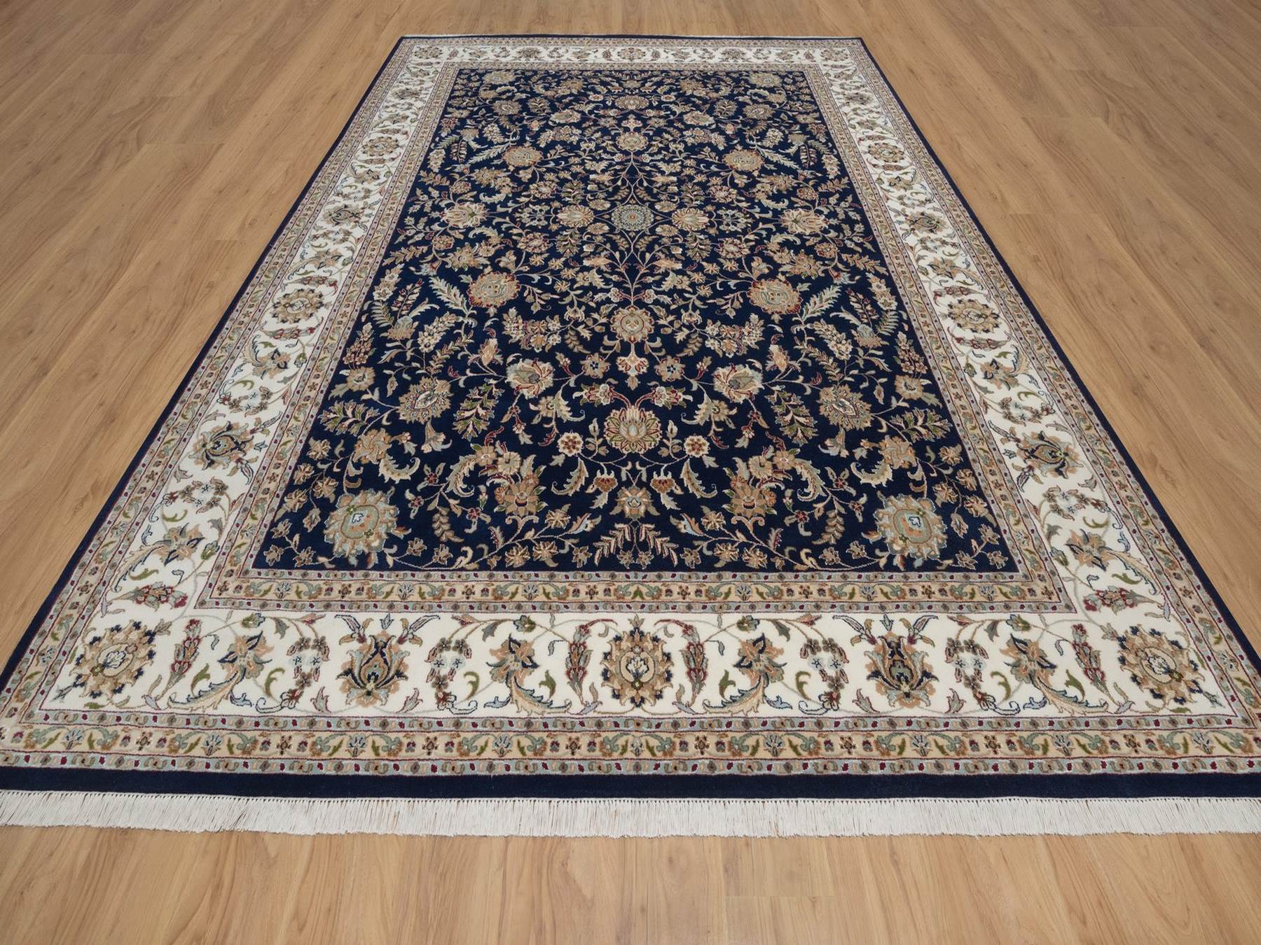 Nain hand-knotted wool/silk rug in Blue, 9'1" x 12'1", SKU O092765 (view 2)