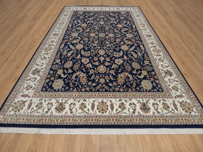Nain hand-knotted wool/silk rug in Blue, 9'1" x 12'1", SKU O092765 (view 2)