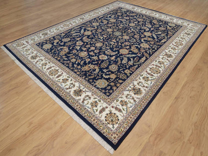 Nain hand-knotted wool/silk rug in Blue, 9'1" x 12'1", SKU O092765 (view 3)