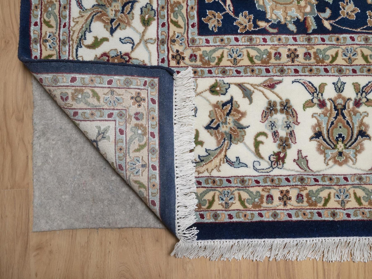 Nain hand-knotted wool/silk rug in Blue, 9'1" x 12'1", SKU O092765 (view 4)