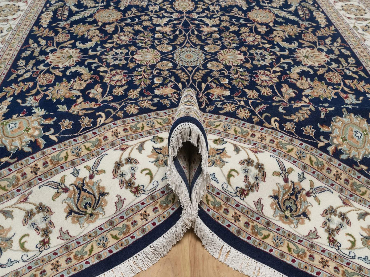 Nain hand-knotted wool/silk rug in Blue, 9'1" x 12'1", SKU O092765 (view 5)