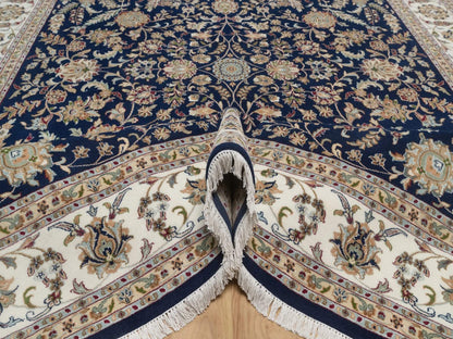 Nain hand-knotted wool/silk rug in Blue, 9'1" x 12'1", SKU O092765 (view 5)