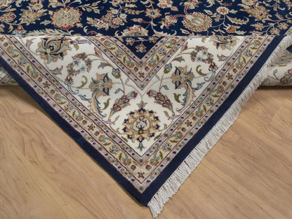 Nain hand-knotted wool/silk rug in Blue, 9'1" x 12'1", SKU O092765 (view 6)