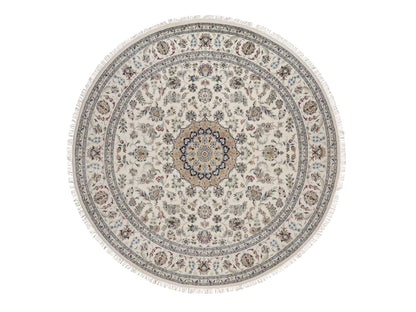 Nain hand-knotted wool/silk rug in Ivory, 9'8" x 9'8", SKU O092766