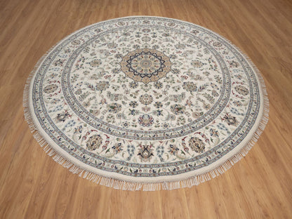 Nain hand-knotted wool/silk rug in Ivory, 9'8" x 9'8", SKU O092766 (view 2)
