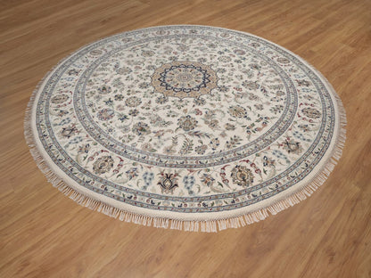 Nain hand-knotted wool/silk rug in Ivory, 9'8" x 9'8", SKU O092766 (view 3)