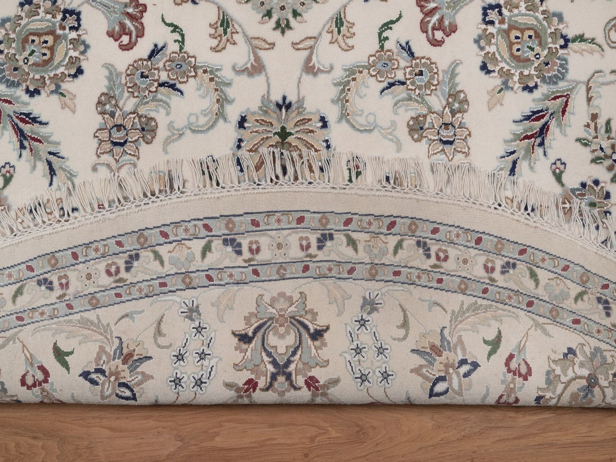 Nain hand-knotted wool/silk rug in Ivory, 9'8" x 9'8", SKU O092766 (view 4)