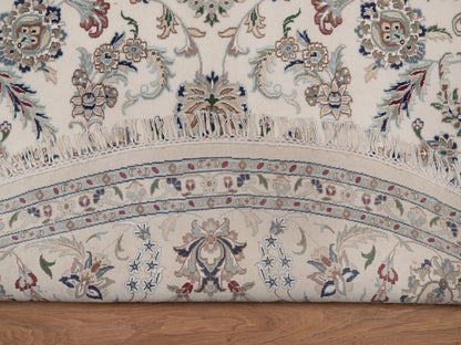 Nain hand-knotted wool/silk rug in Ivory, 9'8" x 9'8", SKU O092766 (view 4)