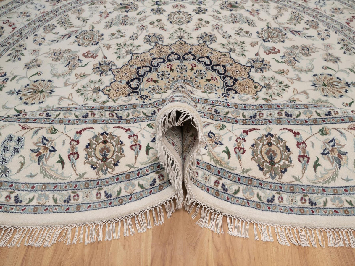 Nain hand-knotted wool/silk rug in Ivory, 9'8" x 9'8", SKU O092766 (view 5)