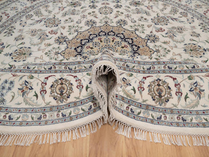 Nain hand-knotted wool/silk rug in Ivory, 9'8" x 9'8", SKU O092766 (view 5)