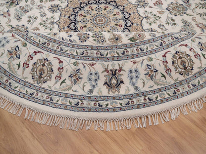 Nain hand-knotted wool/silk rug in Ivory, 9'8" x 9'8", SKU O092766 (view 6)