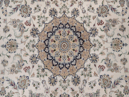 Nain hand-knotted wool/silk rug in Ivory, 9'8" x 9'8", SKU O092766 (view 8)