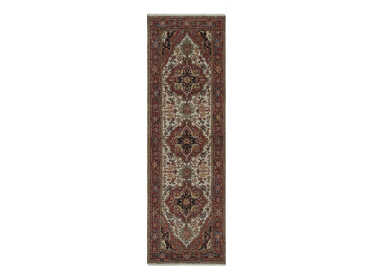 Heriz Heriz hand-knotted wool runner in Ivory, 2'6" x 8', SKU O092767