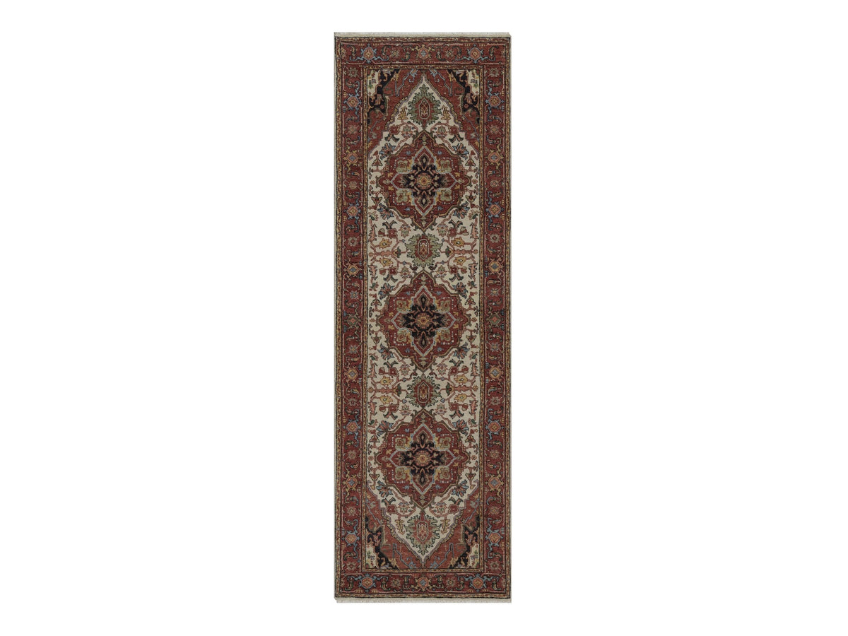 Heriz Heriz hand-knotted wool runner in Ivory, 2'6" x 8', SKU O092767