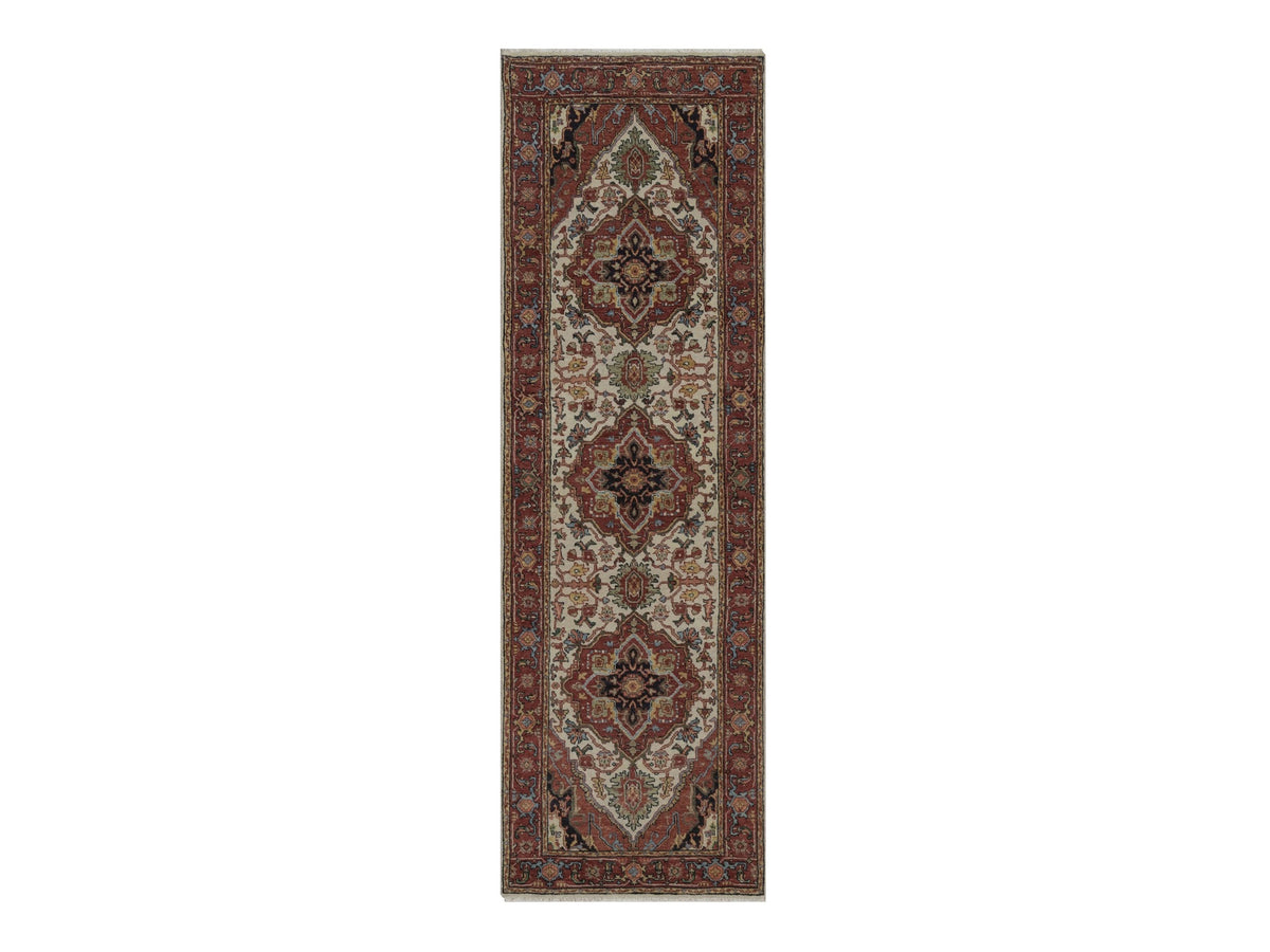 Heriz Heriz hand-knotted wool runner in Ivory, 2'6" x 8', SKU O092768