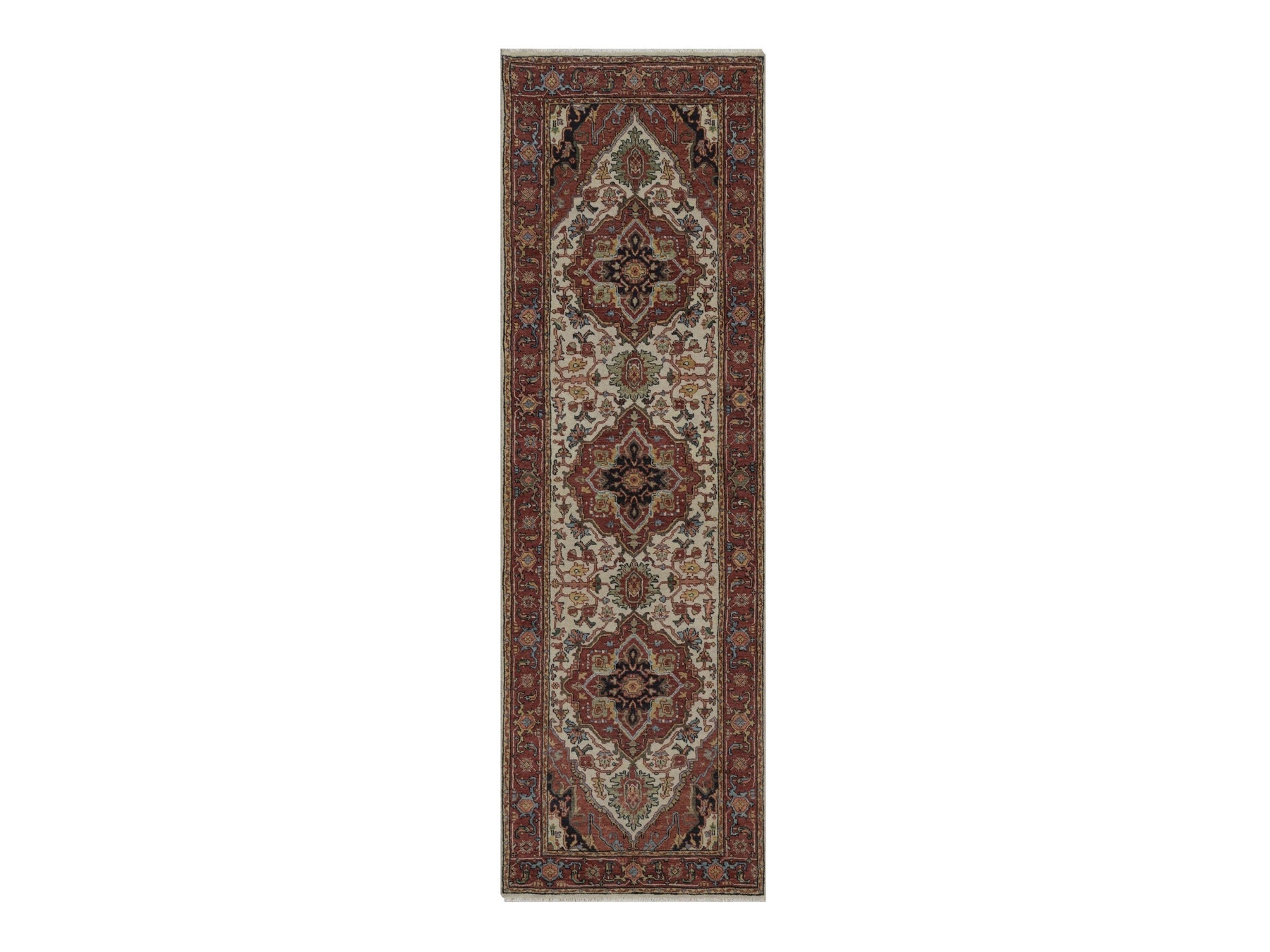 Heriz Heriz hand-knotted wool runner in Ivory, 2'6" x 8', SKU O092768