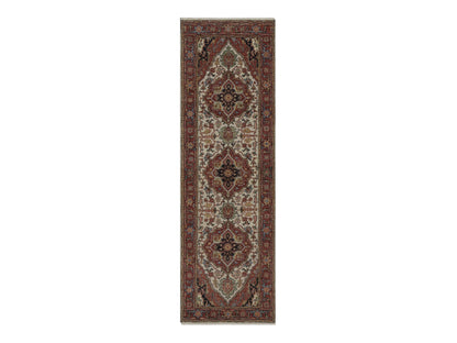 Heriz Heriz hand-knotted wool runner in Ivory, 2'6" x 8', SKU O092768