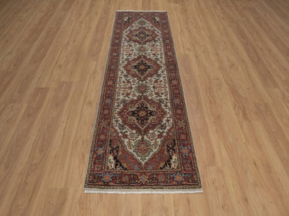 Heriz Heriz hand-knotted wool runner in Ivory, 2'6" x 8', SKU O092768 (view 2)