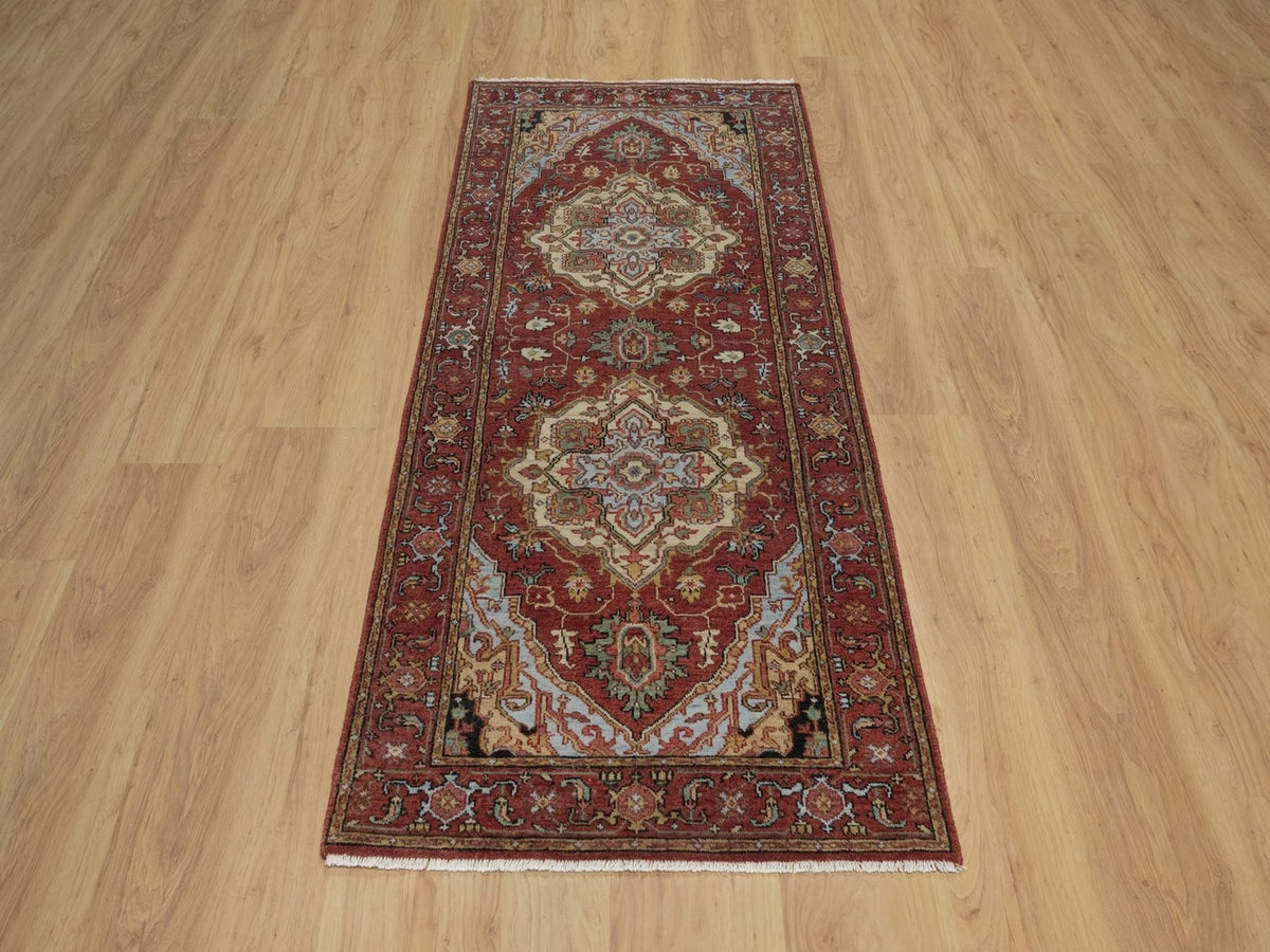 Heriz Heriz hand-knotted wool runner in Red, 2'7" x 6'3", SKU O092771 (view 2)