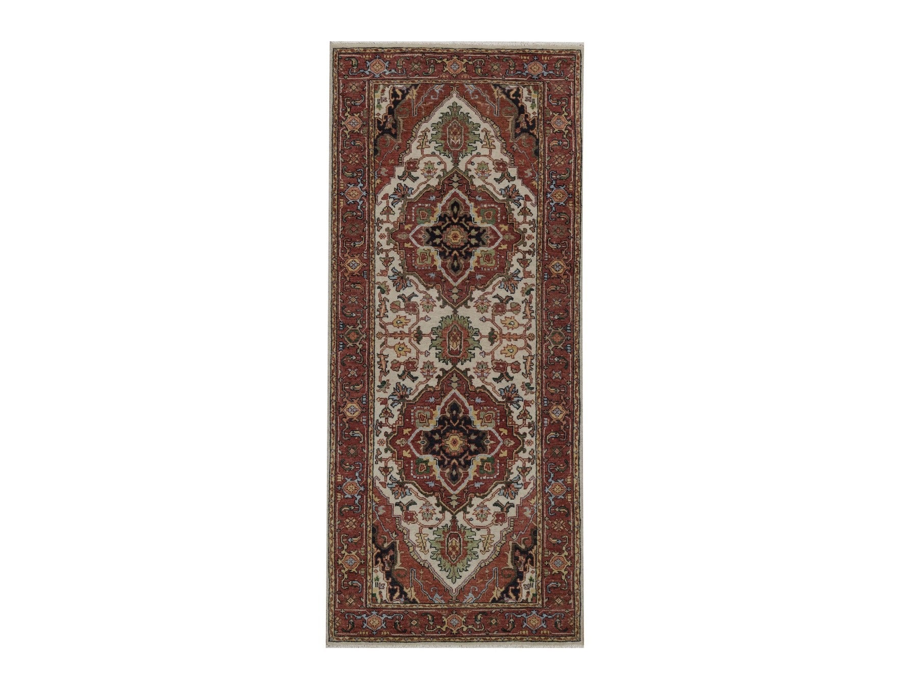 Heriz Heriz hand-knotted wool runner in Ivory, 2'6" x 6'2", SKU O092772