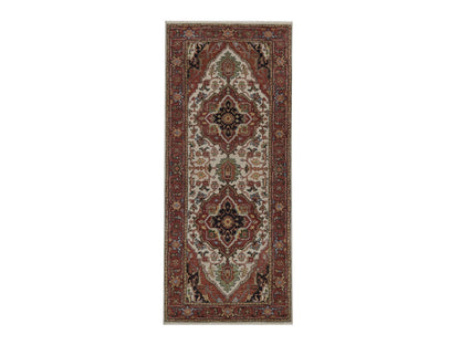 Heriz Heriz hand-knotted wool runner in Ivory, 2'6" x 6'2", SKU O092772