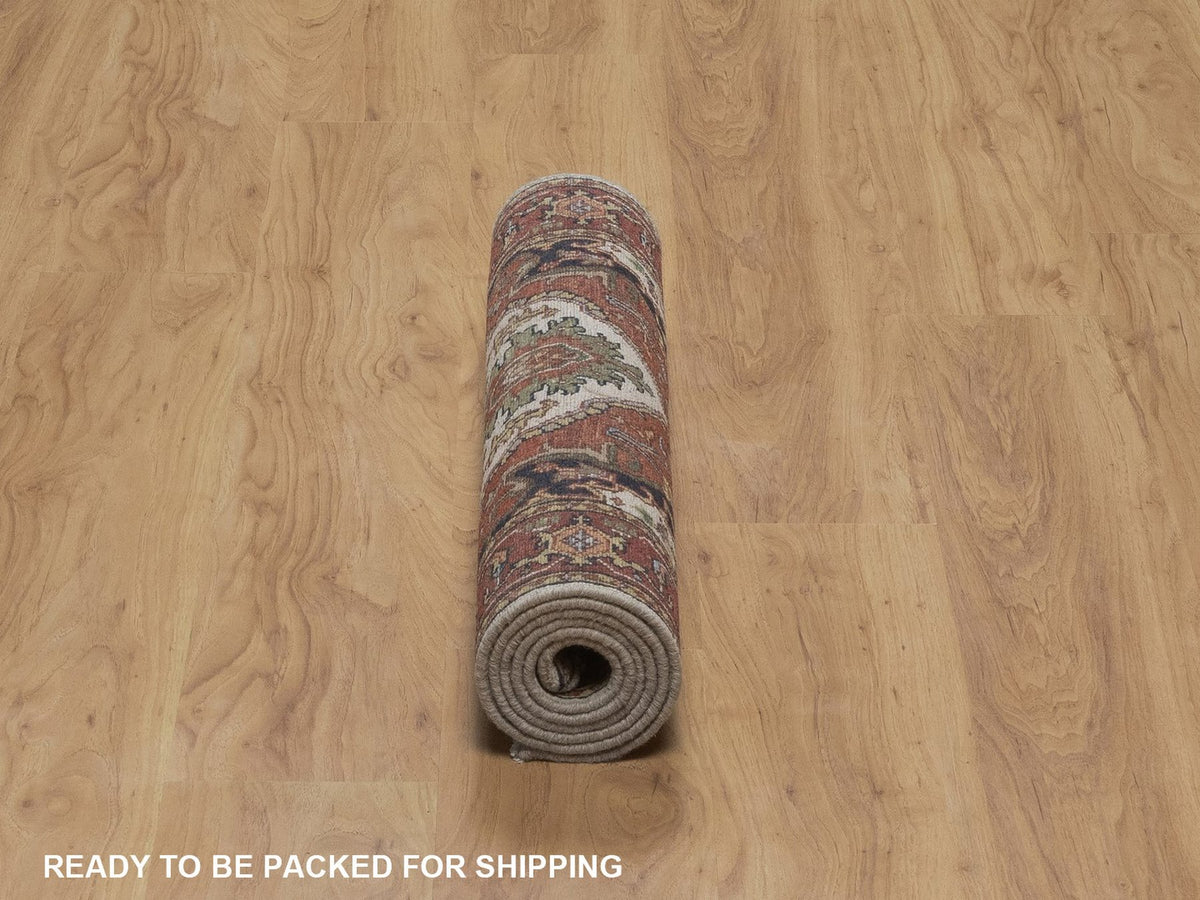 Heriz Heriz hand-knotted wool runner in Ivory, 2'6" x 6'2", SKU O092772 (view 6)