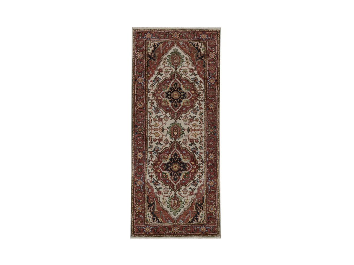 Heriz Heriz hand-knotted wool runner in Ivory, 2'6" x 6'2", SKU O092773