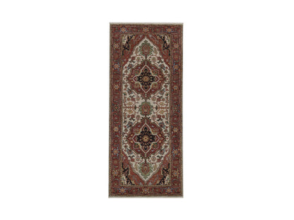 Heriz Heriz hand-knotted wool runner in Ivory, 2'6" x 6'2", SKU O092773