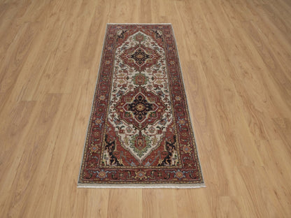 Heriz Heriz hand-knotted wool runner in Ivory, 2'6" x 6'2", SKU O092773 (view 2)