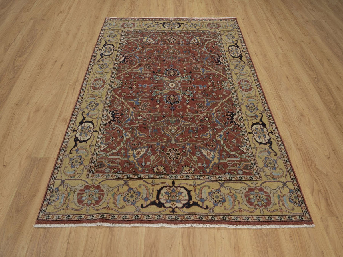 Heriz Heriz hand-knotted wool rug in Red, 5' x 7', SKU O092779 (view 2)