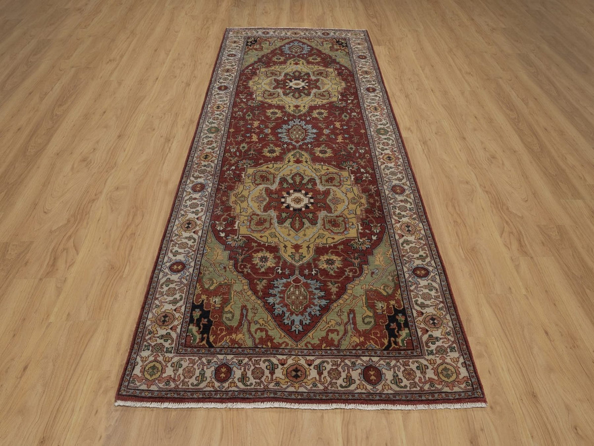 Heriz Heriz hand-knotted wool runner in Red, 4' x 10'3", SKU O092780 (view 2)