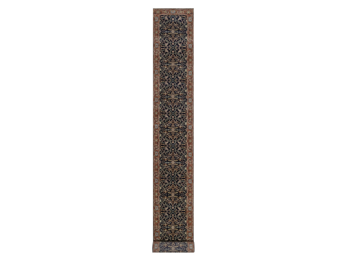 Heriz Heriz hand-knotted wool runner in Blue, 2'7" x 23'8", SKU O092781