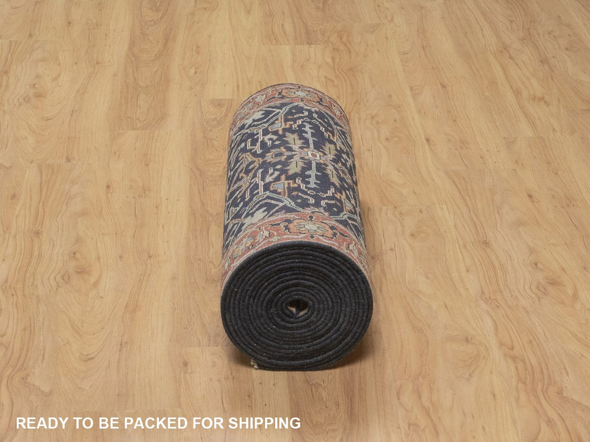 Heriz Heriz hand-knotted wool runner in Blue, 2'7" x 23'8", SKU O092781 (view 6)
