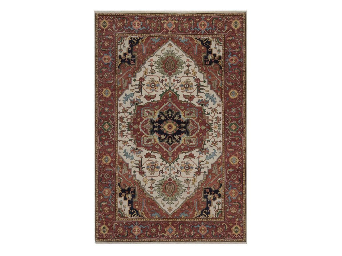 Heriz Heriz hand-knotted wool rug in Ivory, 6' x 9'1", SKU O092783