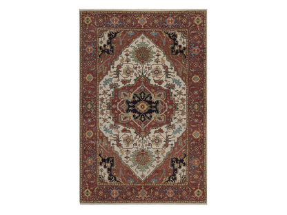 Heriz Heriz hand-knotted wool rug in Ivory, 6' x 9'1", SKU O092783