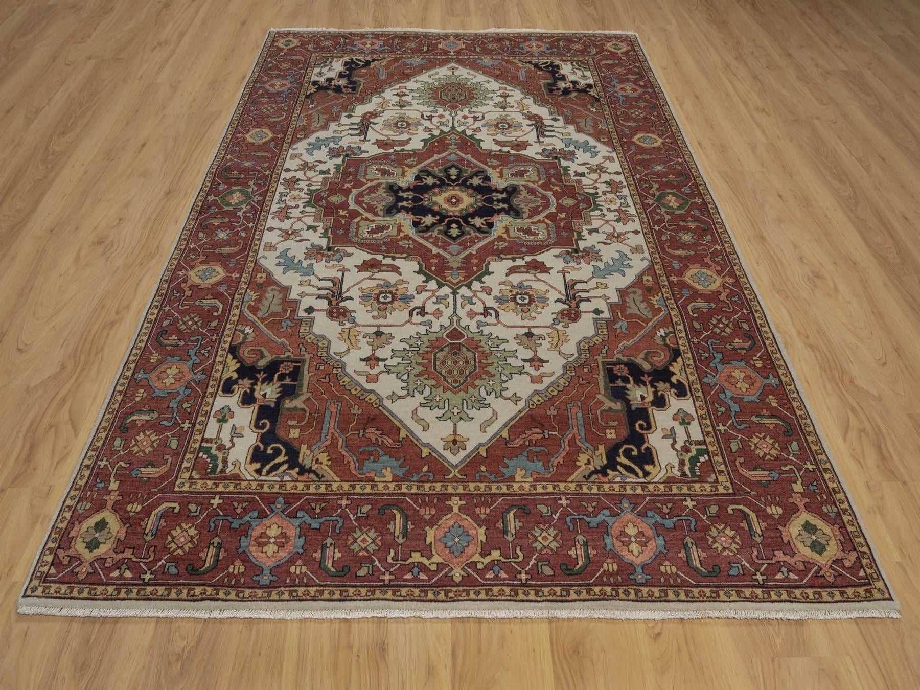 Heriz Heriz hand-knotted wool rug in Ivory, 6' x 9'1", SKU O092783 (view 2)